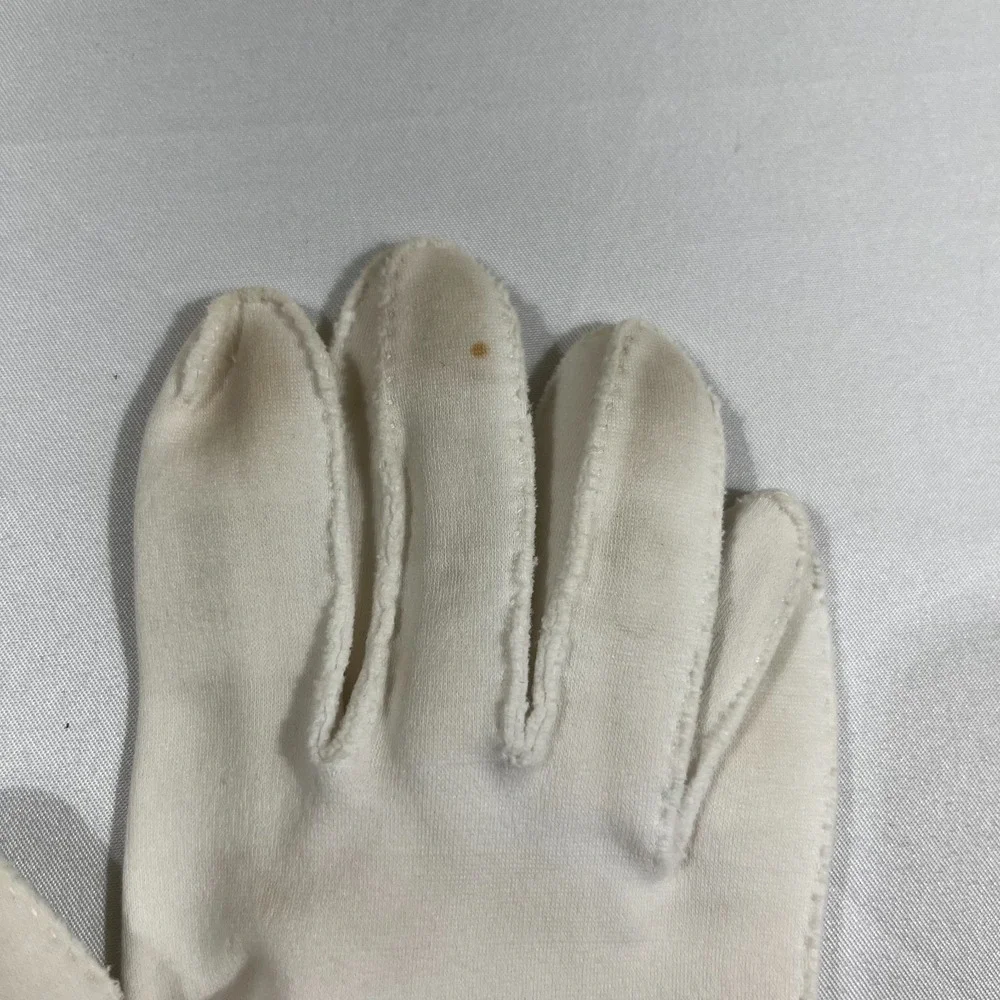 Vintage White Cotton Wrist Gloves Scalloped Edge Coquette Bridal Small 6.5